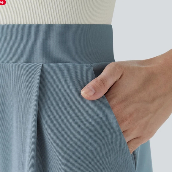 Halara Flex Micro Waffle Pants PXL Light Blue Wide-Leg High Rise Pockets NEW - Picture 7 of 14